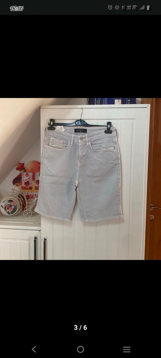 Gri Bağcıklı Denim Mini Bermuda Şort - Görsel 3