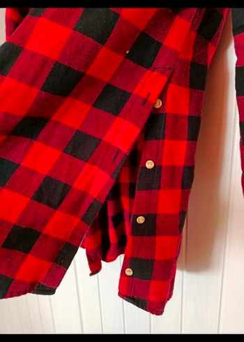 çocuk Kırmızı Kareli Uzun Kollu Gömlek - Görsel 3