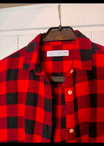 çocuk Kırmızı Kareli Uzun Kollu Gömlek - Görsel 5