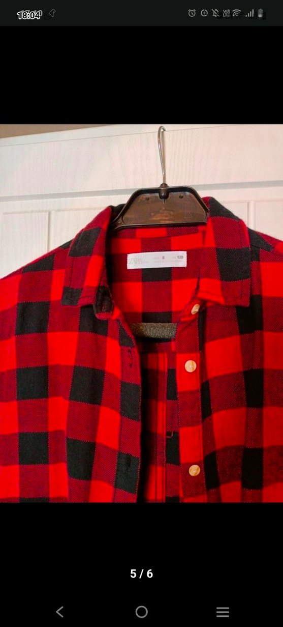 çocuk Kırmızı Kareli Uzun Kollu Gömlek - Görsel 5