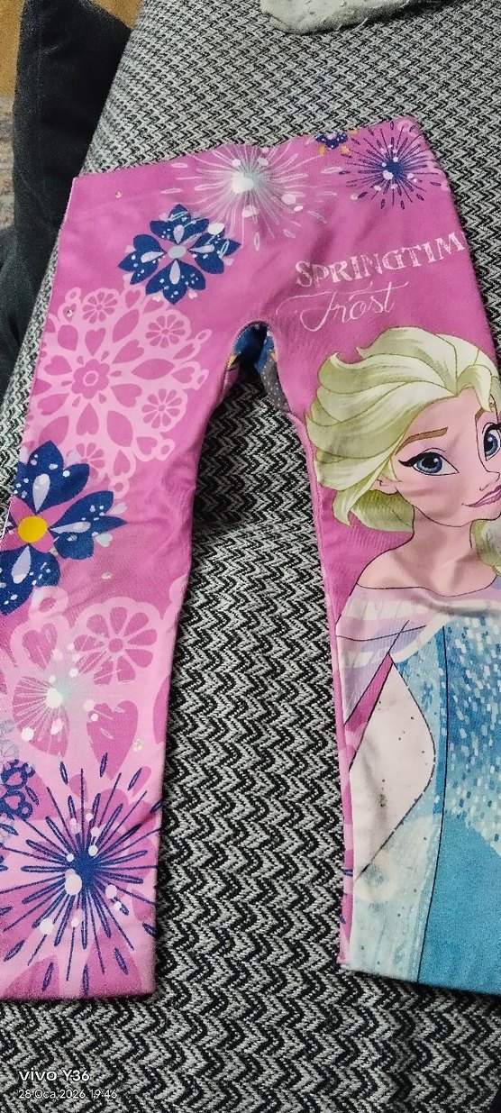 Pembe Çiçekli ve Payetli Kız Tayt - Görsel 4