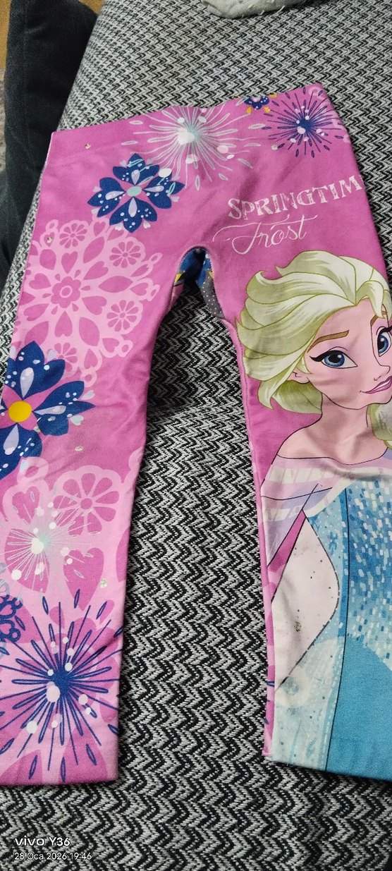 Pembe Çiçekli ve Payetli Kız Tayt - Görsel 5