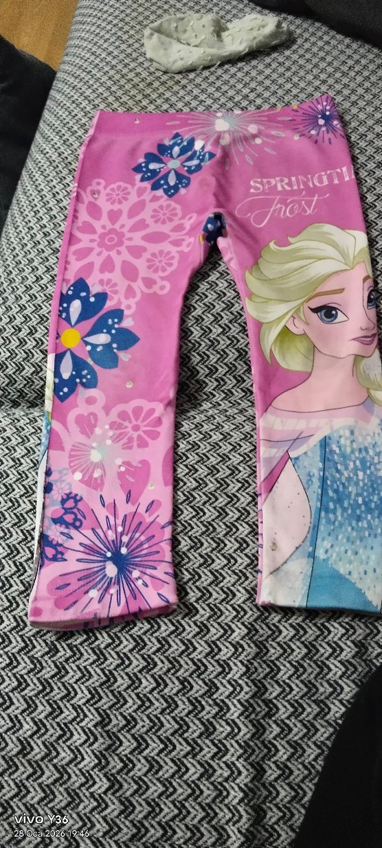 Pembe Çiçekli ve Payetli Kız Tayt - Görsel 2