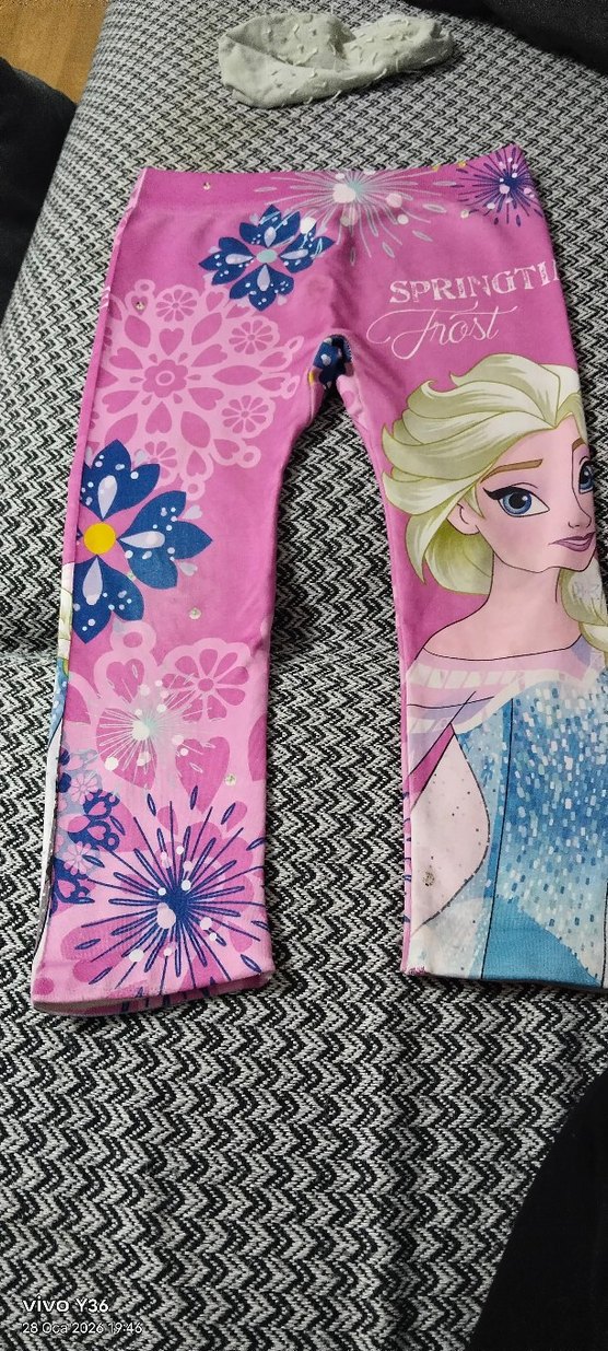 Pembe Çiçekli ve Payetli Kız Tayt - Görsel 3