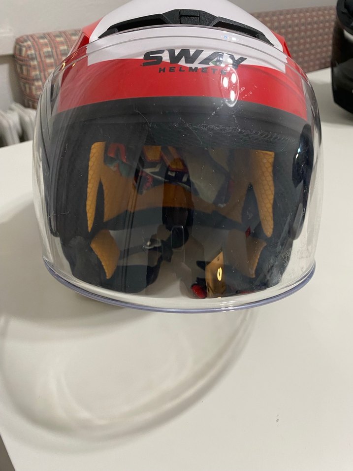 Beyaz Parlak Seramik Biker Kask - Görsel 5