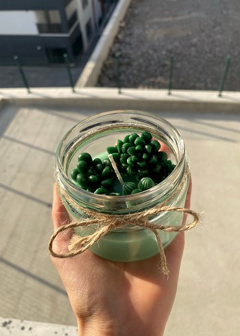 Yeşil Sukulent Figürlü Mum - Görsel 3