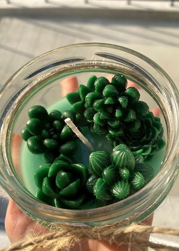 Yeşil Sukulent Figürlü Mum - Görsel 2