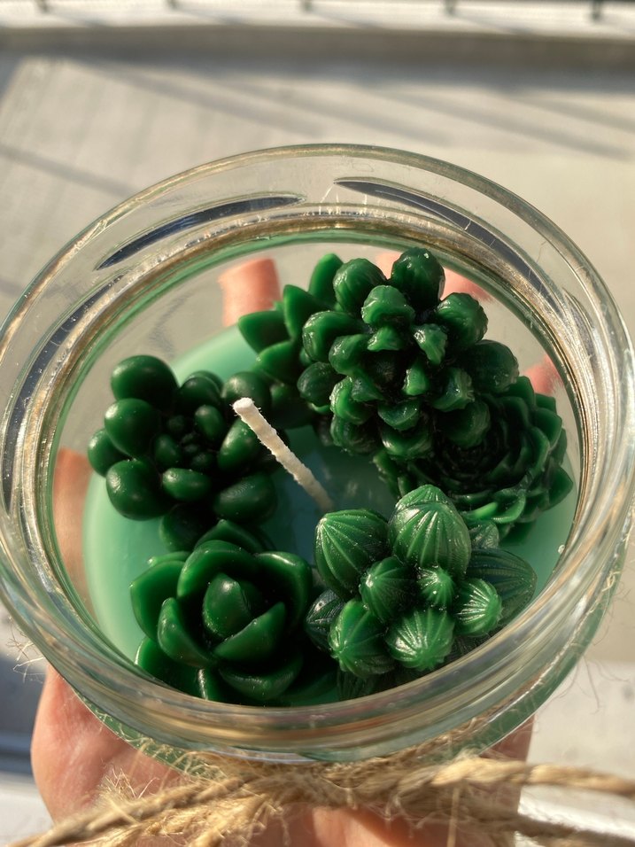 Yeşil Sukulent Figürlü Mum - Görsel 2