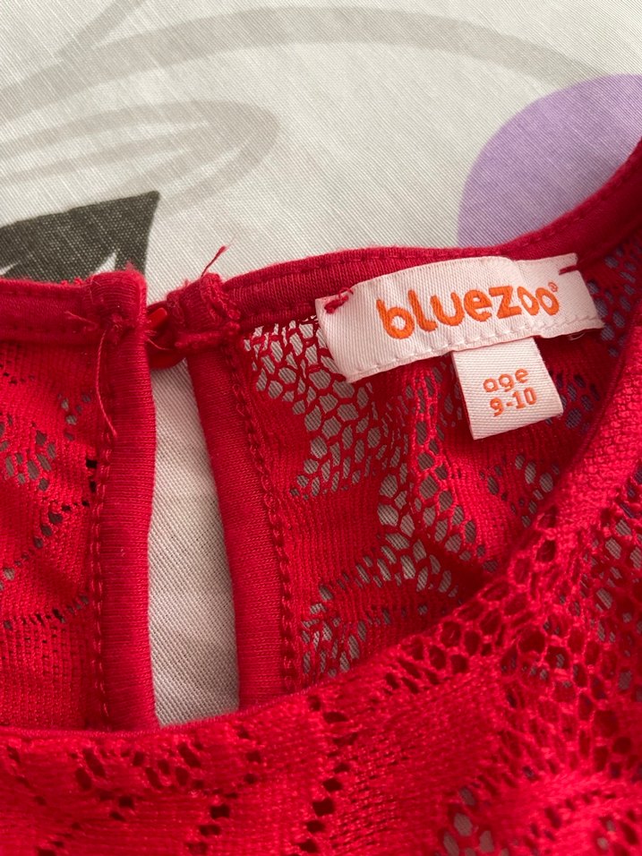 Kısa Kollu Kırmızı Dantel Midi Elbise 9-10 yaş - Görsel 2