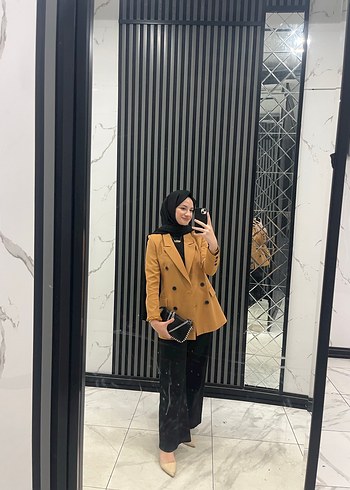 Camel Süet Kadın Blazer Ceket - Görsel 3