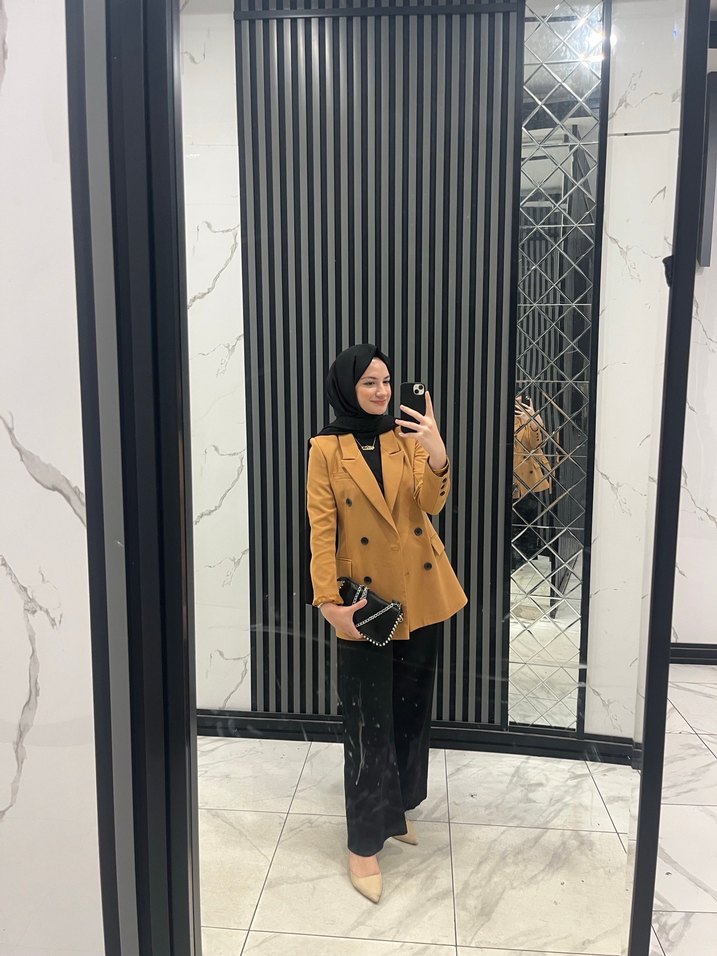 Camel Süet Kadın Blazer Ceket - Görsel 2