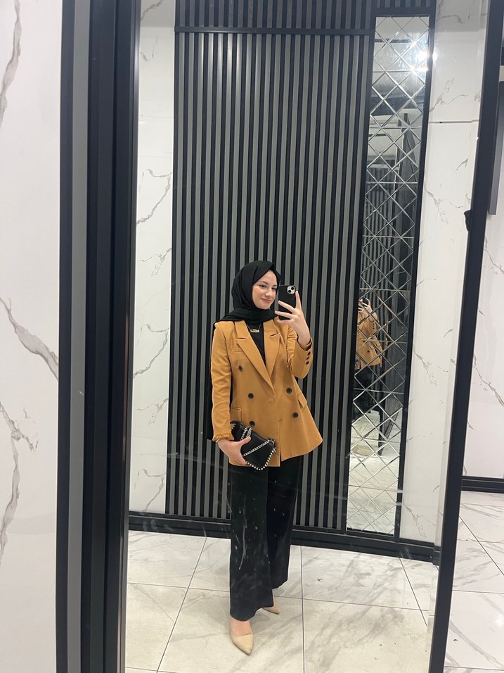 Camel Süet Kadın Blazer Ceket - Görsel 3