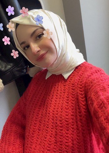 Kadın Kırmızı Örgü kazak - Görsel 3