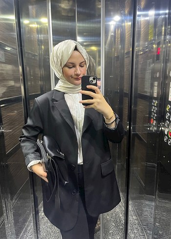 Kadın siyah blazer ceket - Görsel 5