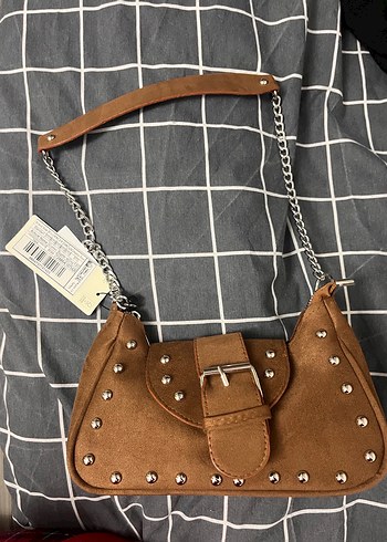 Kahverengi Süet Tokalı Kadın Çanta - Görsel 2