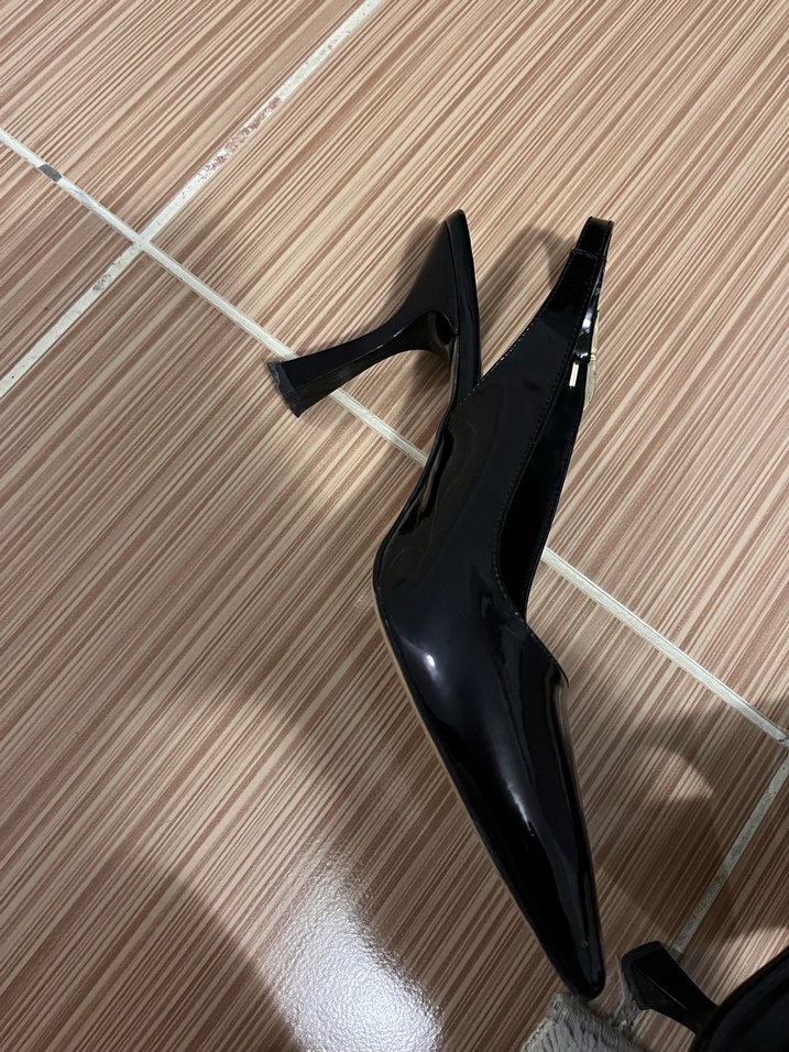 Klasik Siyah Rugan Stiletto Tokalı Kadın Ayakkabı - Görsel 4