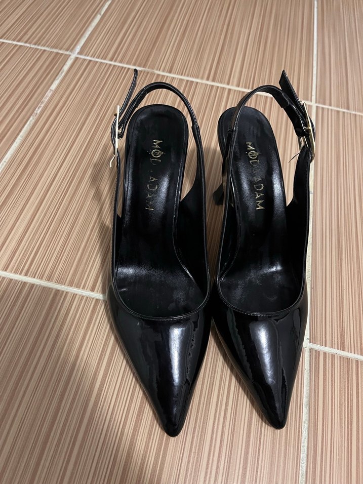 Klasik Siyah Rugan Stiletto Tokalı Kadın Ayakkabı - Görsel 2