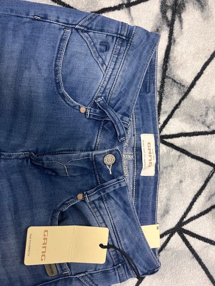 GANG Düşük Bel Düğmeli Kadın Mavi Denim Pantolon - Görsel 5