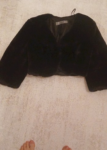 Kadın Siyah Kürk Detaylı Midi Mont - Görsel 3