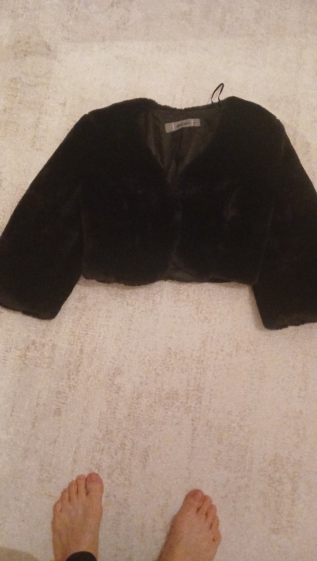 Kadın Siyah Kürk Detaylı Midi Mont - Görsel 3