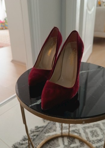 Bordo Süet Stiletto Topuklu Kadın Ayakkabı