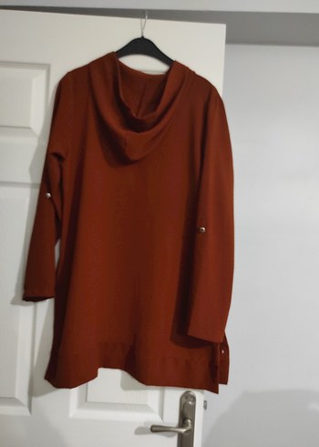 Düğmeli Kahverengi Midi Kadın Tunik - Görsel 3