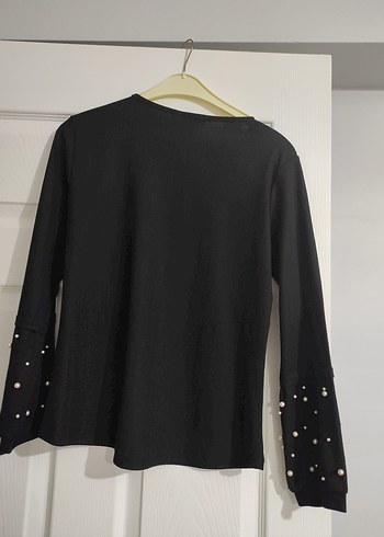 Siyah İnci Detaylı Uzun Kollu Bluz - Görsel 3