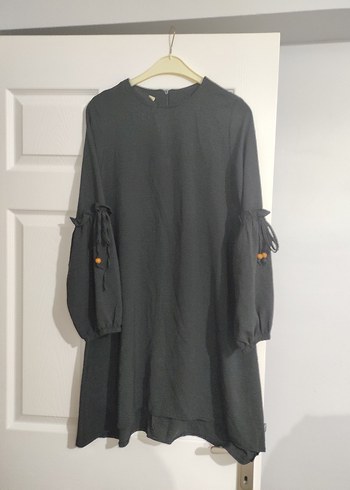 Siyah Salaş Midi Keten Tunik - Görsel 2