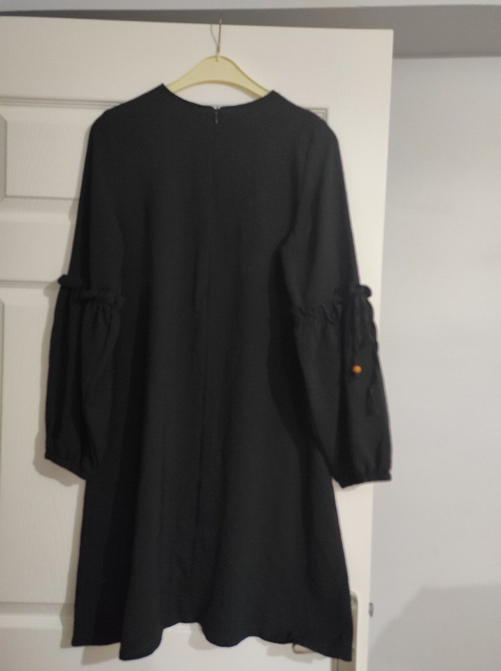 Siyah Salaş Midi Keten Tunik - Görsel 3