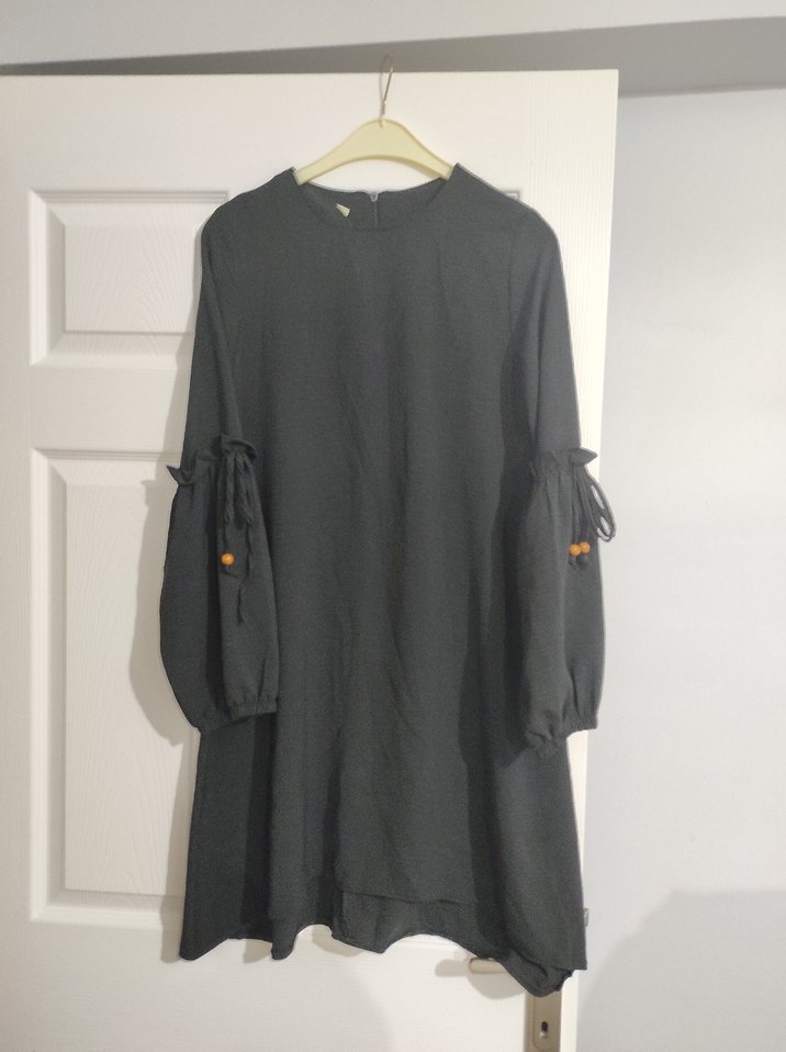 Siyah Salaş Midi Keten Tunik - Görsel 2