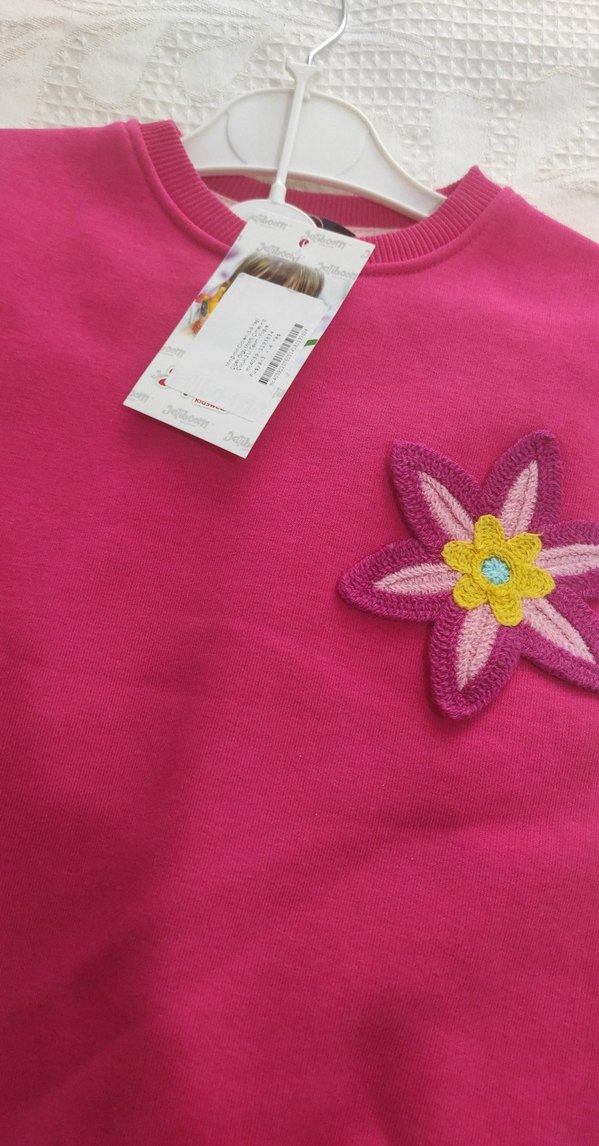 Pembe Nakışlı Örgü Bebek Kız Takımı - Görsel 4