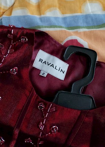 Bordo İşlemeli Uzun Kollu Vintage Kadın Elbise - Görsel 4