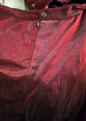 Bordo İşlemeli Uzun Kollu Vintage Kadın Elbise - Görsel 5