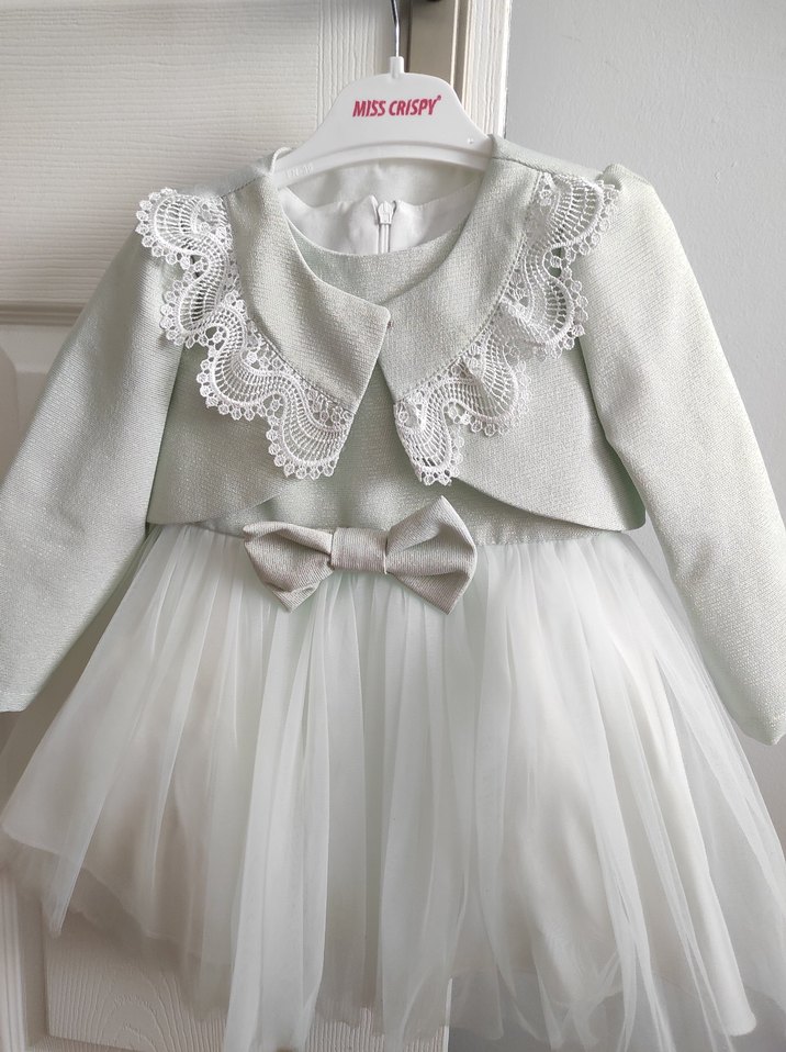 Uzun Kollu Dantel Detaylı Kız Çocuk Elbise - Görsel 2