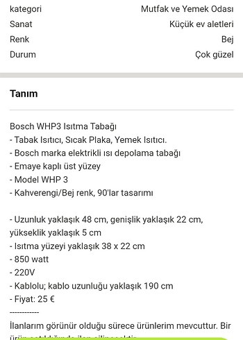 Beyaz Bosch WHP3 850W Tabak/Yiyecek Isıtıcı - Görsel 14