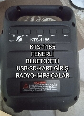 KTS-1185 FENERLİ RADYO-BLUETOOT-USB-SD KART GİRİŞLİ MÜZİK ÇALAR