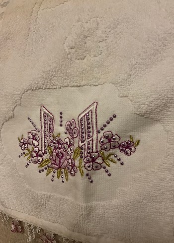 Nakışlı Beyaz  El Havlu - Görsel 2