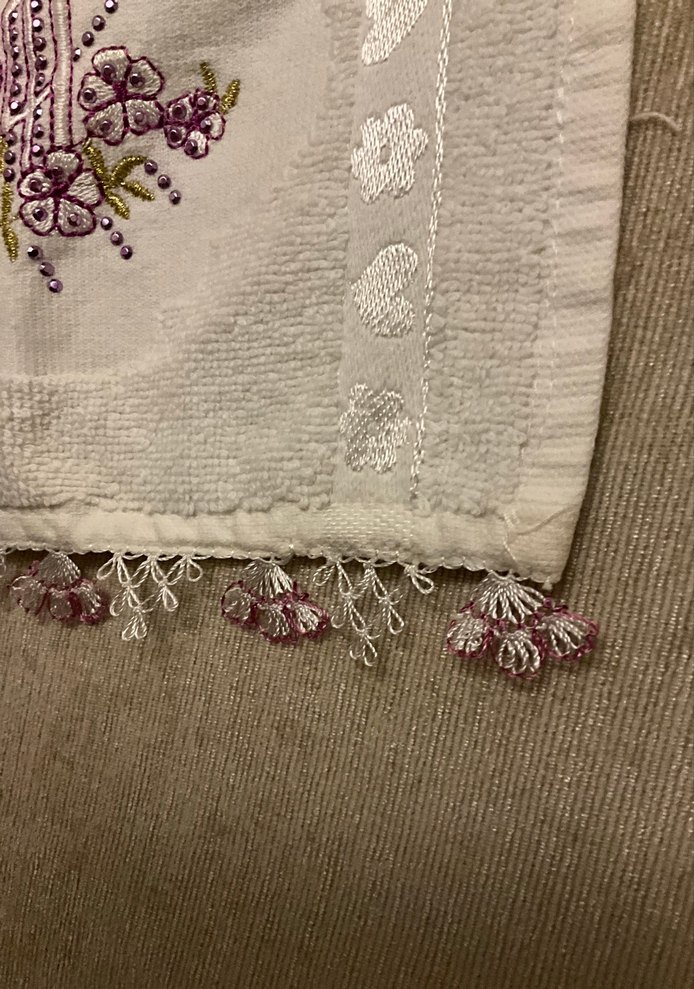 Nakışlı Beyaz  El Havlu - Görsel 3