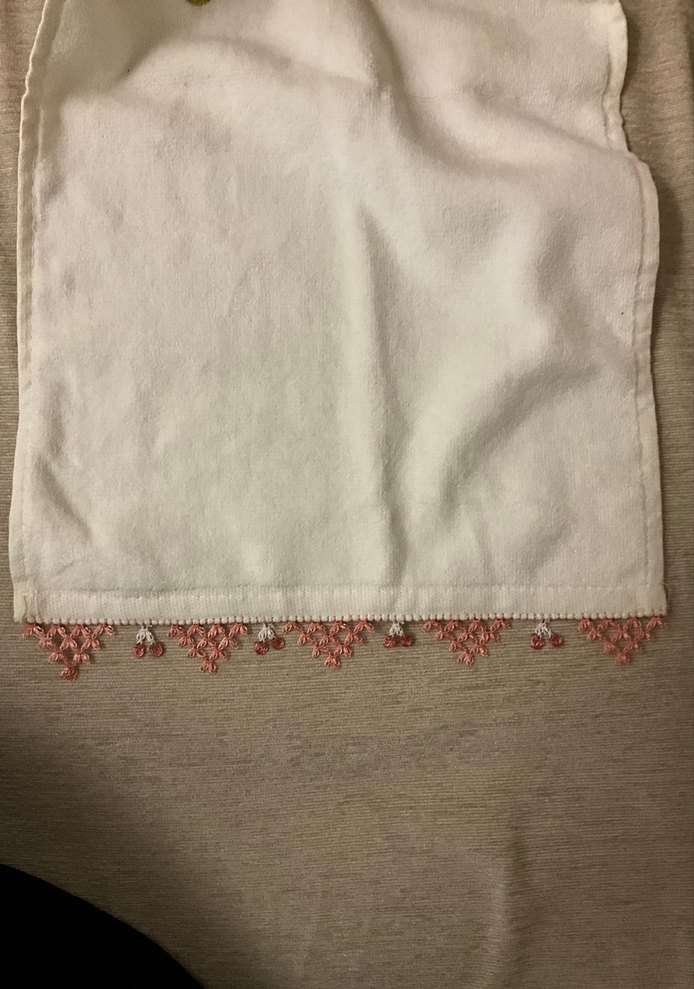 Nakışlı Beyaz el Havlu - Görsel 4