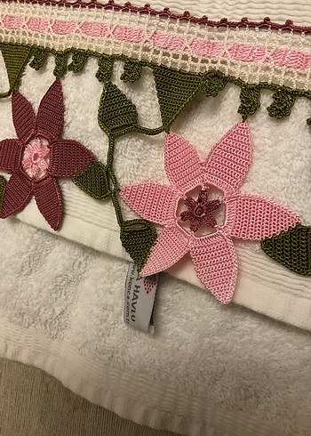 İşlemeli Bohem Tarzı Pembe Havlu - Görsel 3