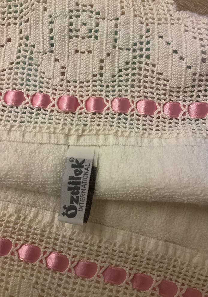 Pembe Nakışlı Pastel Havlu - Görsel 5