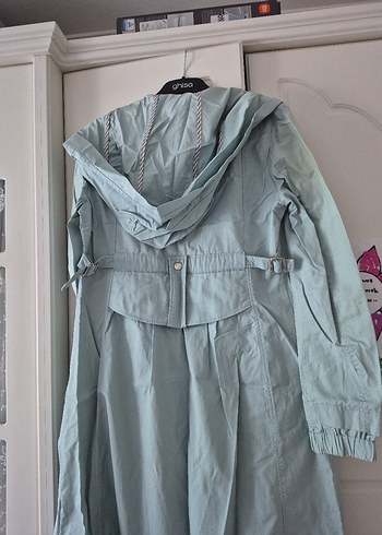 Mavi Uzun Kesim Rahat Kesim Kadın Yağmurluk - Görsel 5