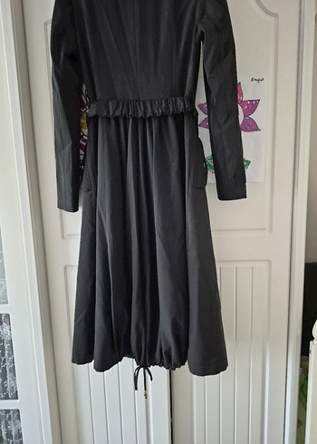 armine çıtçıtlı Siyah Uzun Kadın trenç - Görsel 4