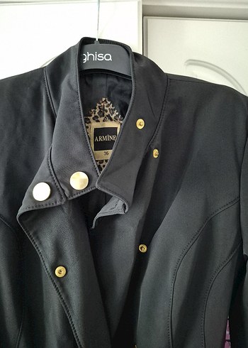 armine çıtçıtlı Siyah Uzun Kadın trenç - Görsel 2