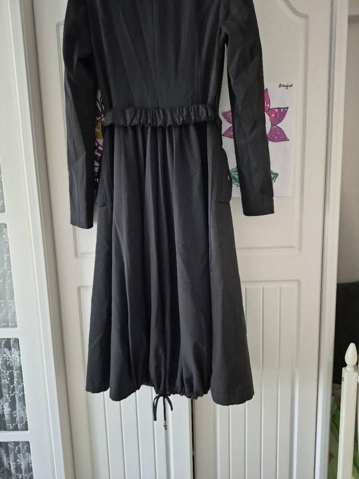 armine çıtçıtlı Siyah Uzun Kadın trenç - Görsel 4