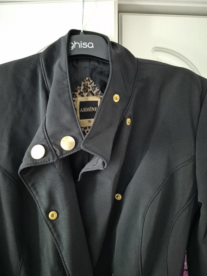 armine çıtçıtlı Siyah Uzun Kadın trenç - Görsel 2