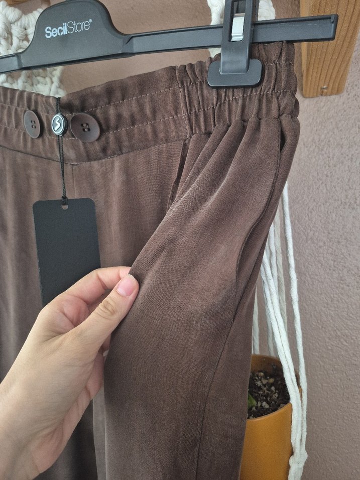 Kahverengi Kadın sentez ipek qupra - Görsel 4