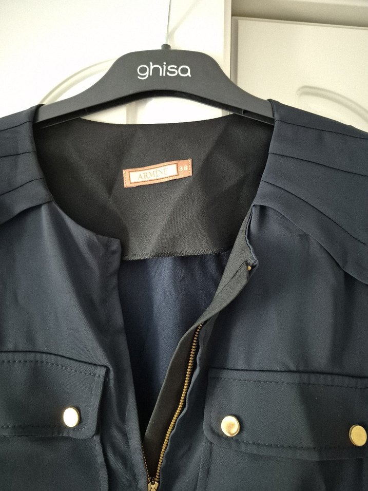 Kolsuz Uzun Lacivert yelek - Görsel 2