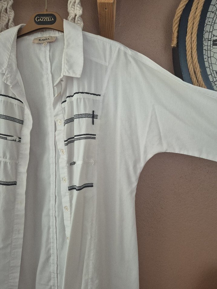 kayra Nakışlı Uzun Kollu Kadın Keten Gömlek - Görsel 4