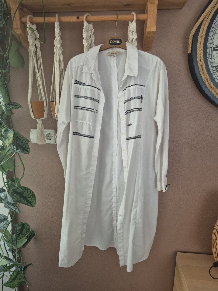 kayra Nakışlı Uzun Kollu Kadın Keten Gömlek - Görsel 2